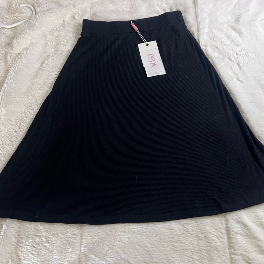 Black Midi A-Line Skirt for Cocktail